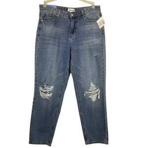 NWT ABOUND Distressed High Rise Mom Jeans Denim Ankle Crop Jeans Women's Size 31